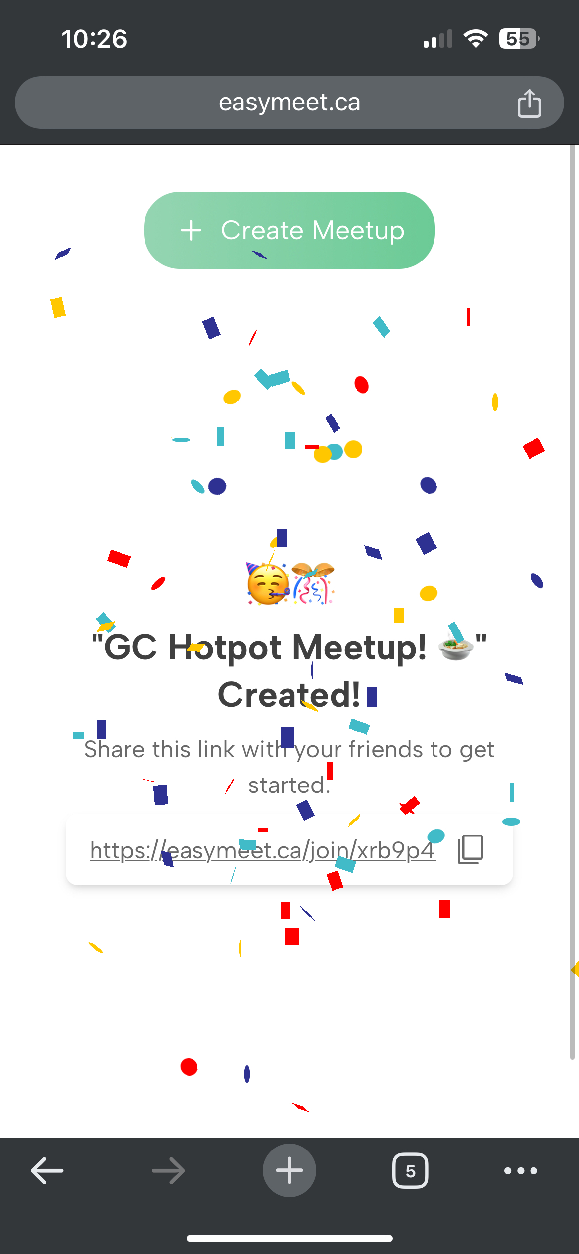 EasyMeet create meeting page